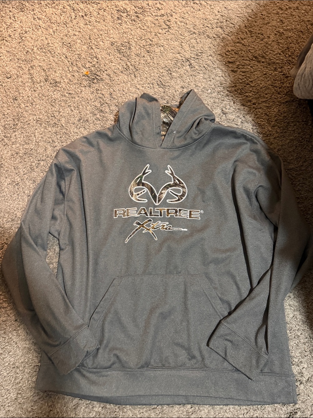 Realtree Charcoal Gray Hooded Pullover with Logo